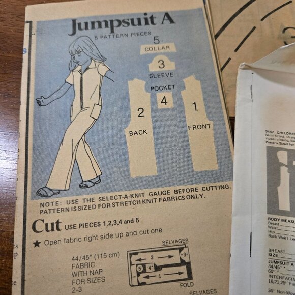 Butterick 5447 Sewing pattern Kids jumpsuit Knits 1970s Size 3 UNCUT - Picture 7 of 8